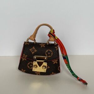 Luxury Brown and Tan Mini Bag with Gold Accents